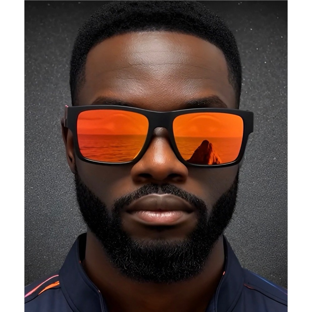 Sunglasses Men Polarized Reflective Fire Mirror Rectangular Driving Lentes Gafas